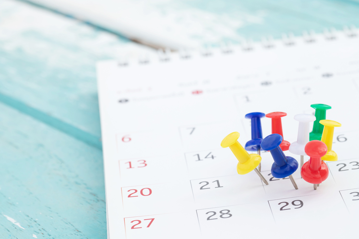 Thumbtacks on a Calendar