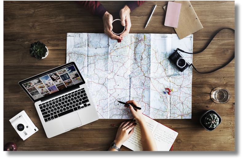 Travel Accessories on a Map